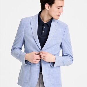 CALVIN KLEIN Mens Light Blue Slim Fit Stretch Blazer Sport Coat Suit Jacket 40L